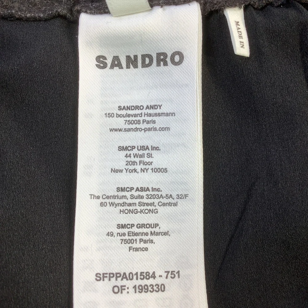 Sandro Womens Brown Pinstripe Wool Blend Wide Leg Drawstring‎ Pants 42 NWT